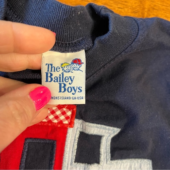 Bailey Boys Navy red train boys Applique long sleeve shirt size 4t - Picture 4 of 7